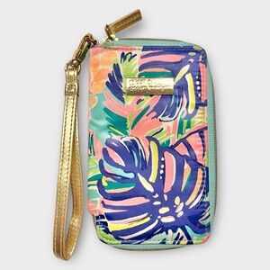 LILLY PULITZER nylon zip up wallet / phone case wristlet tropical preppy